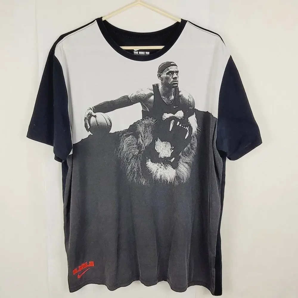 Nike Dri-Fit Lebron Alter Ego lion short sleeve tshirt Size XL Basketball Active